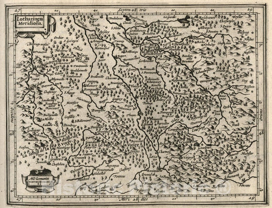Historic Map : Lotharingia Meridiona. (to accompany) Atlas Minor Gerardi Mercatoris, 1607 Atlas - Vintage Wall Art