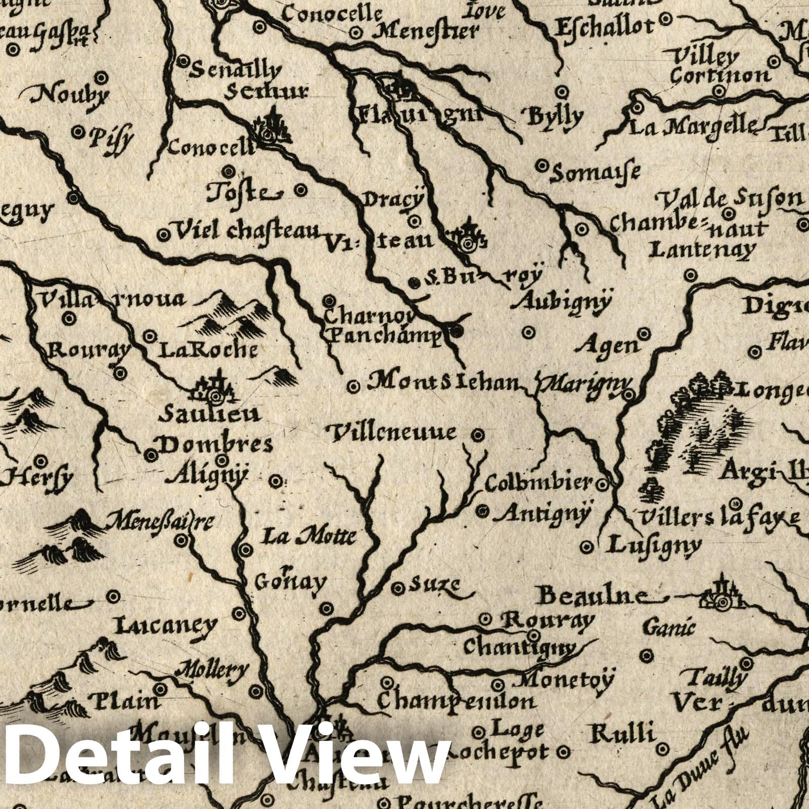 Burgundy - River Map, 1607 - Historical Map Reproduction