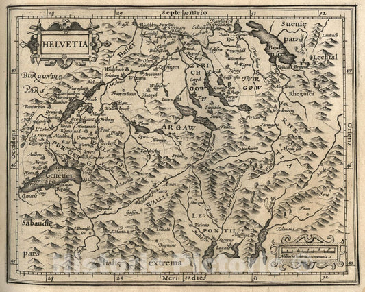 Historic Map : Helvetia. (to accompany) Atlas Minor Gerardi Mercatoris, 1607 Atlas - Vintage Wall Art
