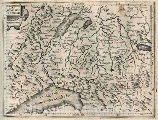 Historic Map : Switzerland, Das Wiflispurgergou. (to accompany) Atlas Minor Gerardi Mercatoris, 1607 Atlas , Vintage Wall Art