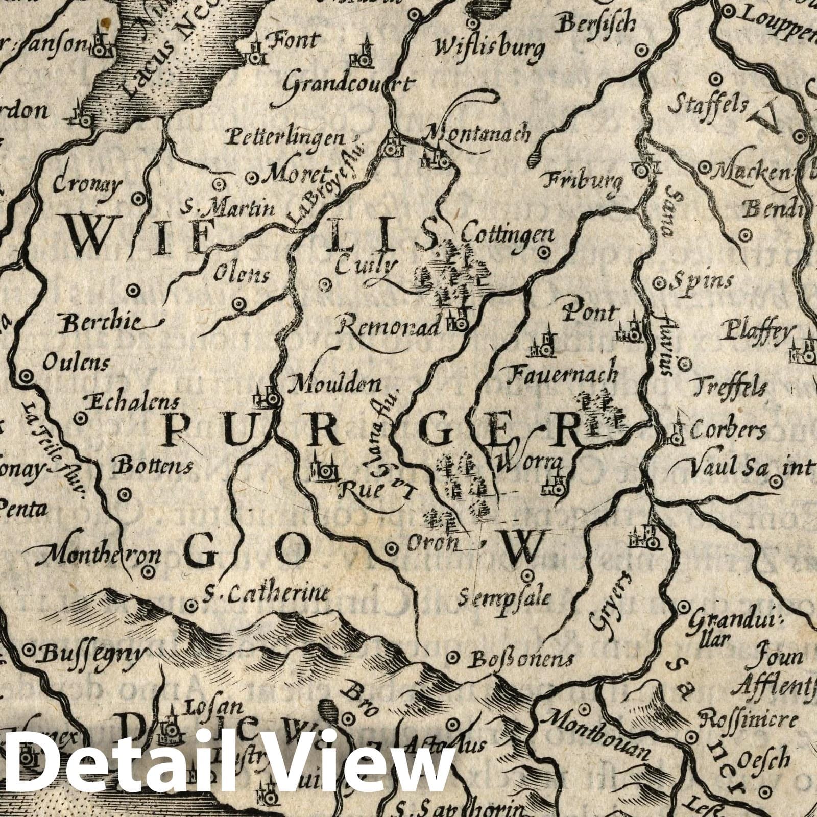 Southwestern Switzerland - River Map, 1607 - Mercator Atlas Reproduction