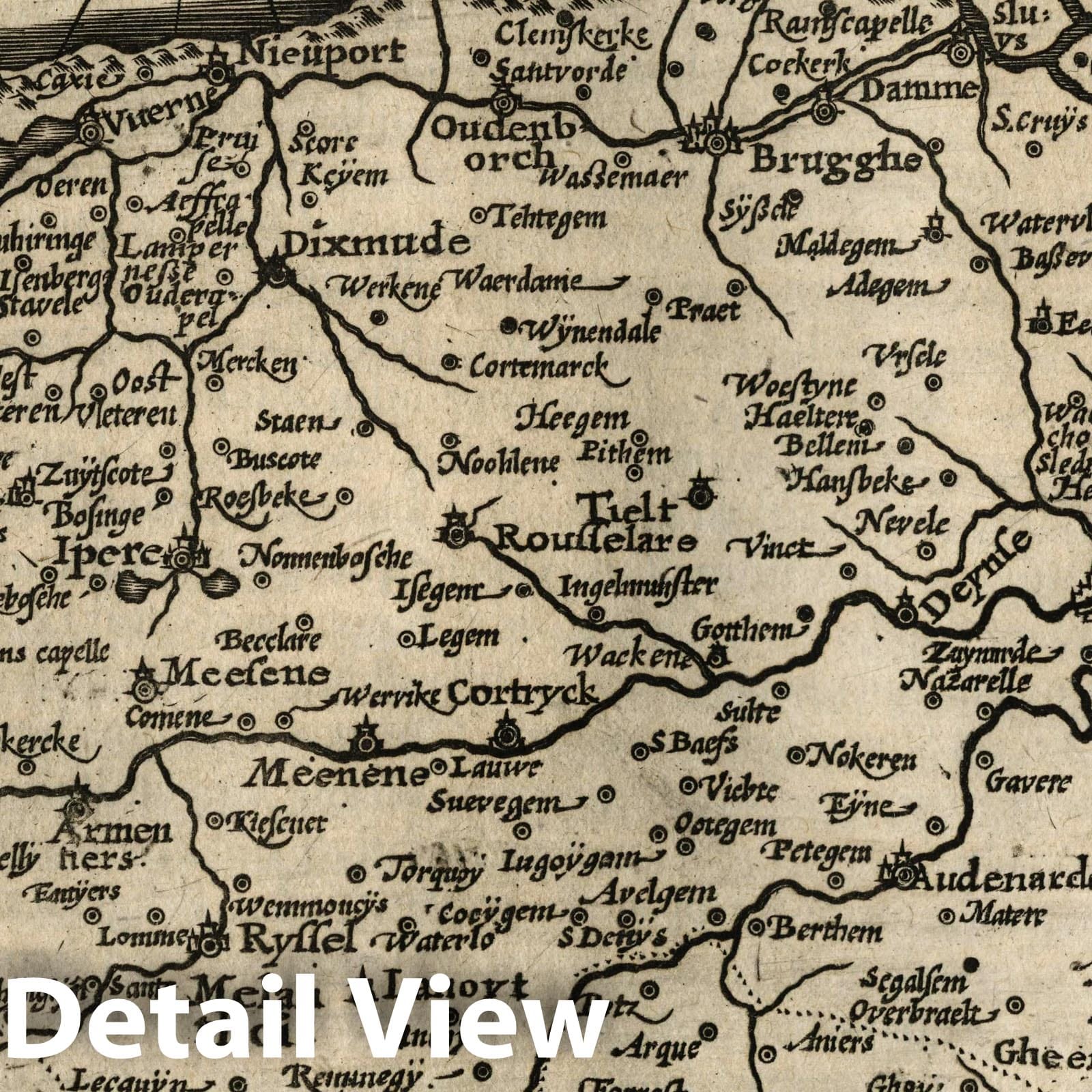 Flanders - River Map, 1607 - Historical Map Print