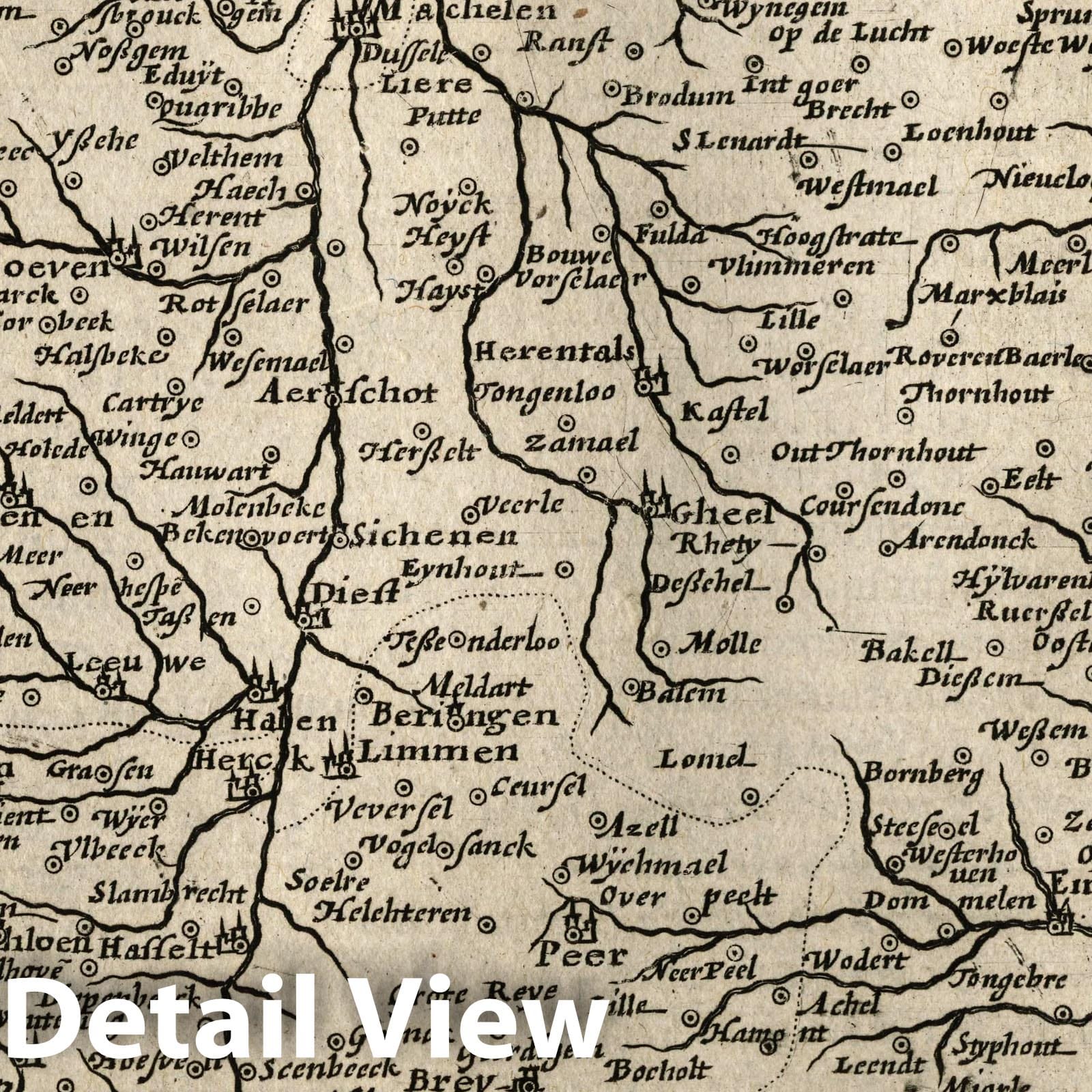 Brabant - River Map, 1607 - Historical Map Print