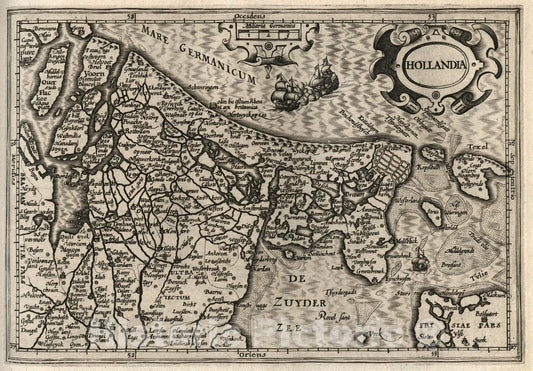 Historic Map : Ntherlands, Hollandia. (to accompany) Atlas Minor Gerardi Mercatoris, 1607 Atlas , Vintage Wall Art