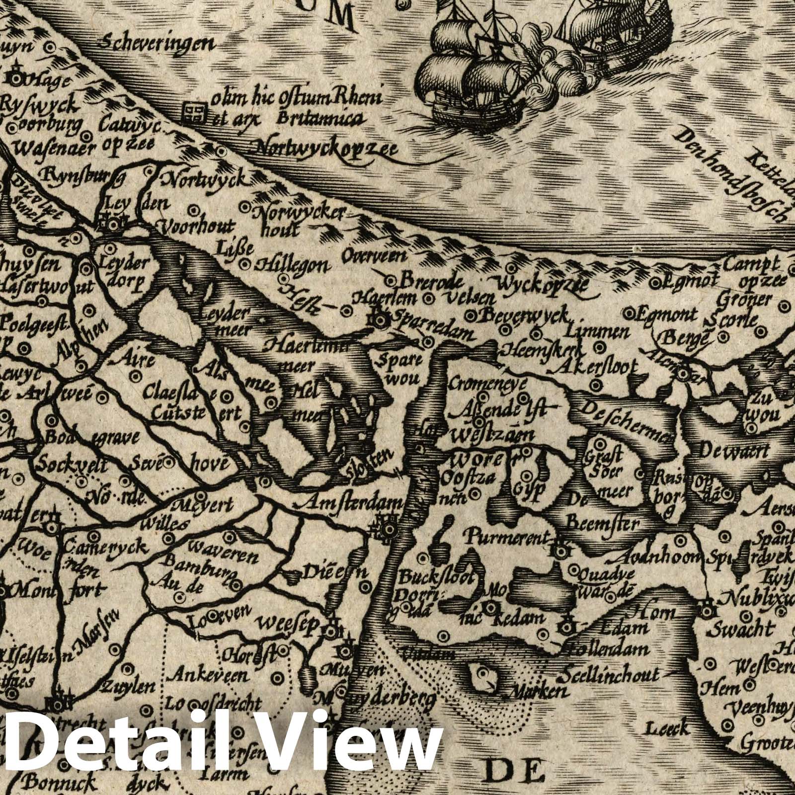 Holland - River Map, 1607 - Historical Map Reproduction