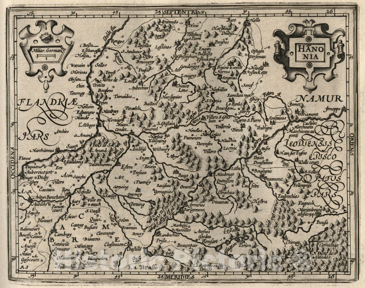 Historic Map : Belgium, Hanonia. (to accompany) Atlas Minor Gerardi Mercatoris, 1607 Atlas , Vintage Wall Art