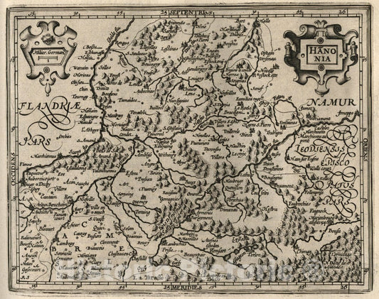Historic Map : Belgium, Hanonia. (to accompany) Atlas Minor Gerardi Mercatoris, 1607 Atlas , Vintage Wall Art