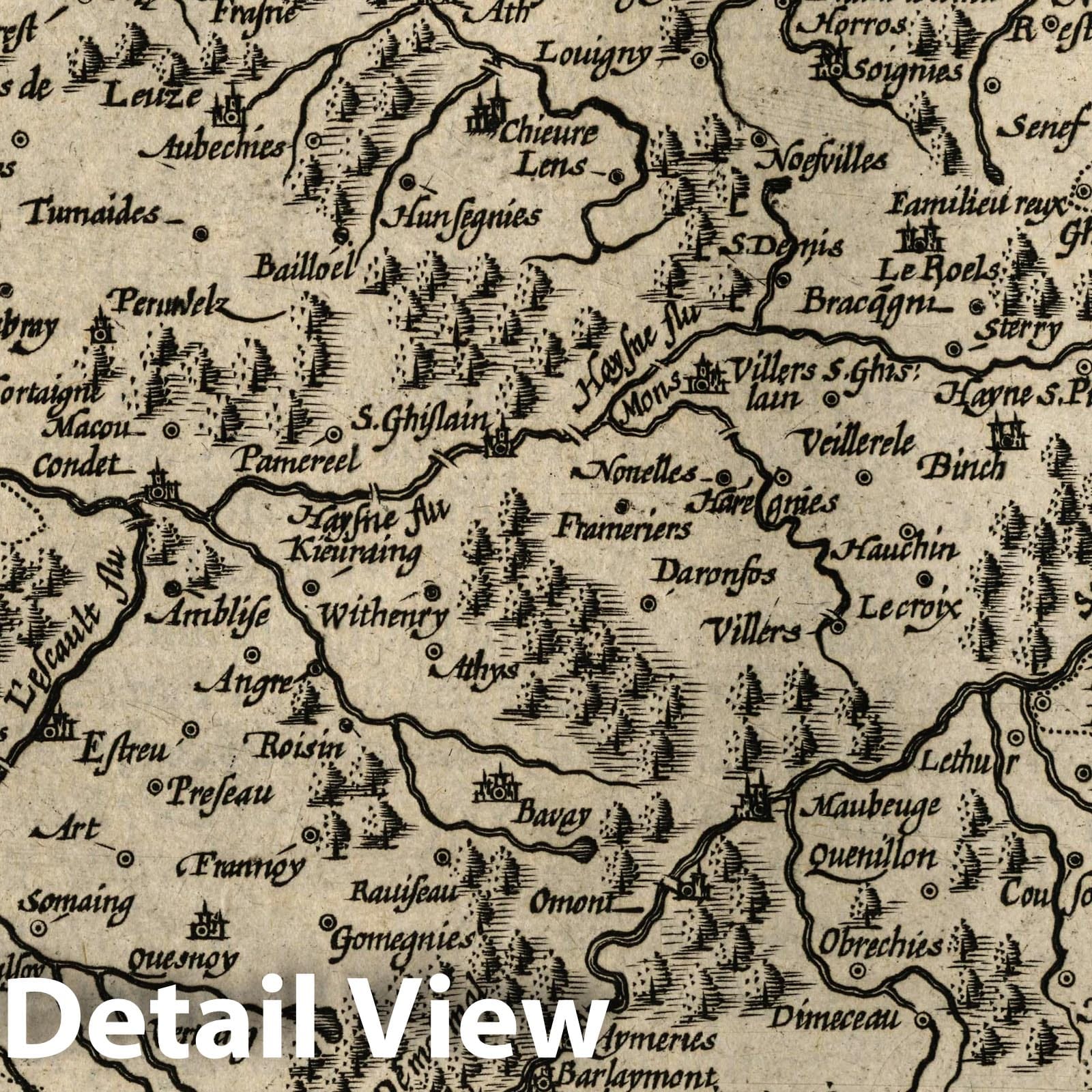 Hainaut - River Map, 1607 - Historical Map Reproduction