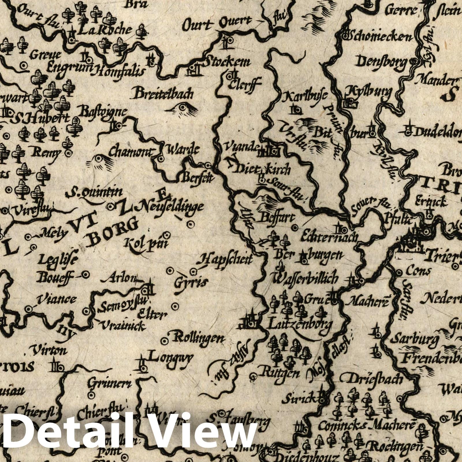 Luxembourg and Trier - River Map, 1607 - Historical Map Reproduction