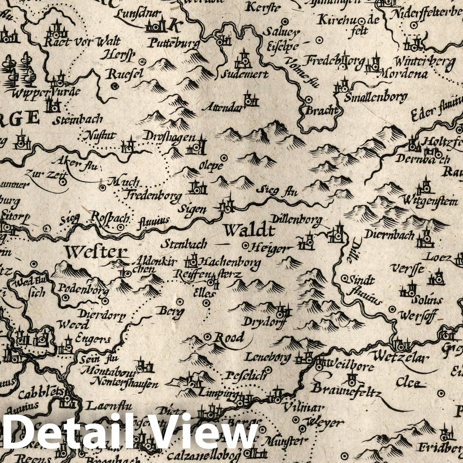 Westphalia - River Map, 1607 - Historical Map Print