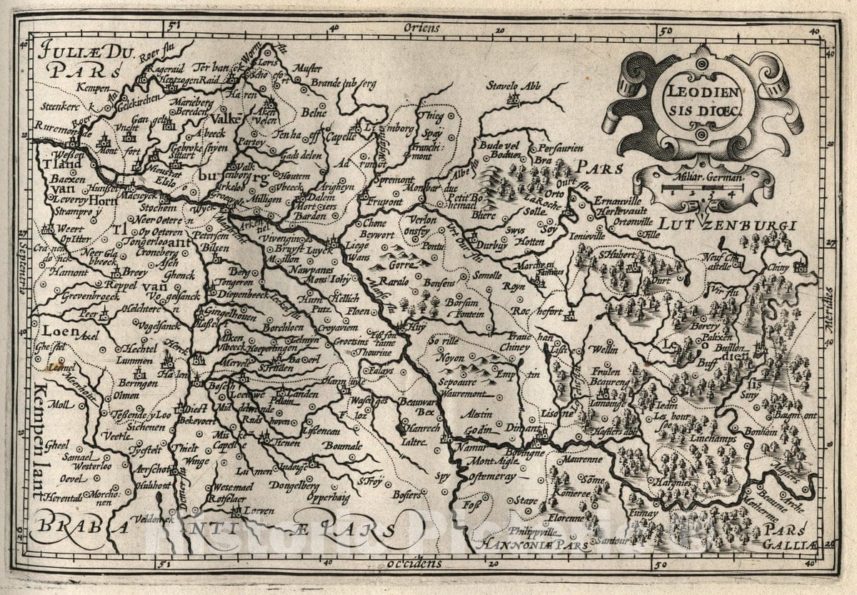 Historic Wall Map : Belgium, Leodiensis Dioec. (to accompany) Atlas Minor Gerardi Mercatoris, 1607 Atlas , Vintage Wall Art