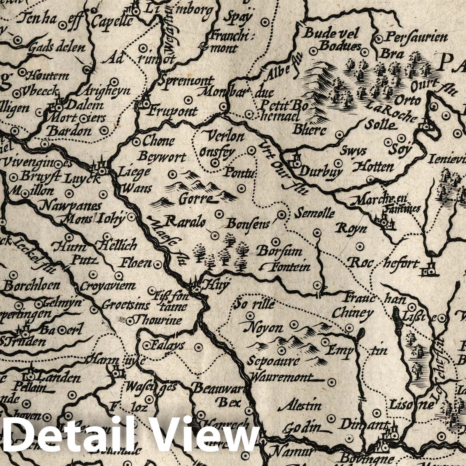 Historic Wall Map : Belgium, Leodiensis Dioec. (to accompany) Atlas Minor Gerardi Mercatoris, 1607 Atlas , Vintage Wall Art