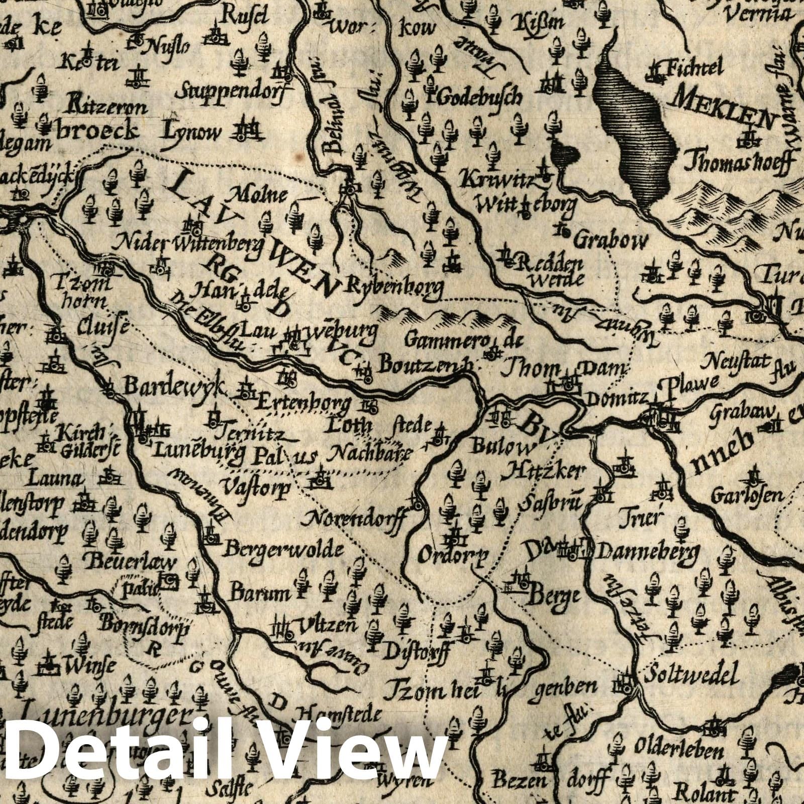 Lower Saxony and Mecklenburg - River Map, 1607 - Historical Map Print