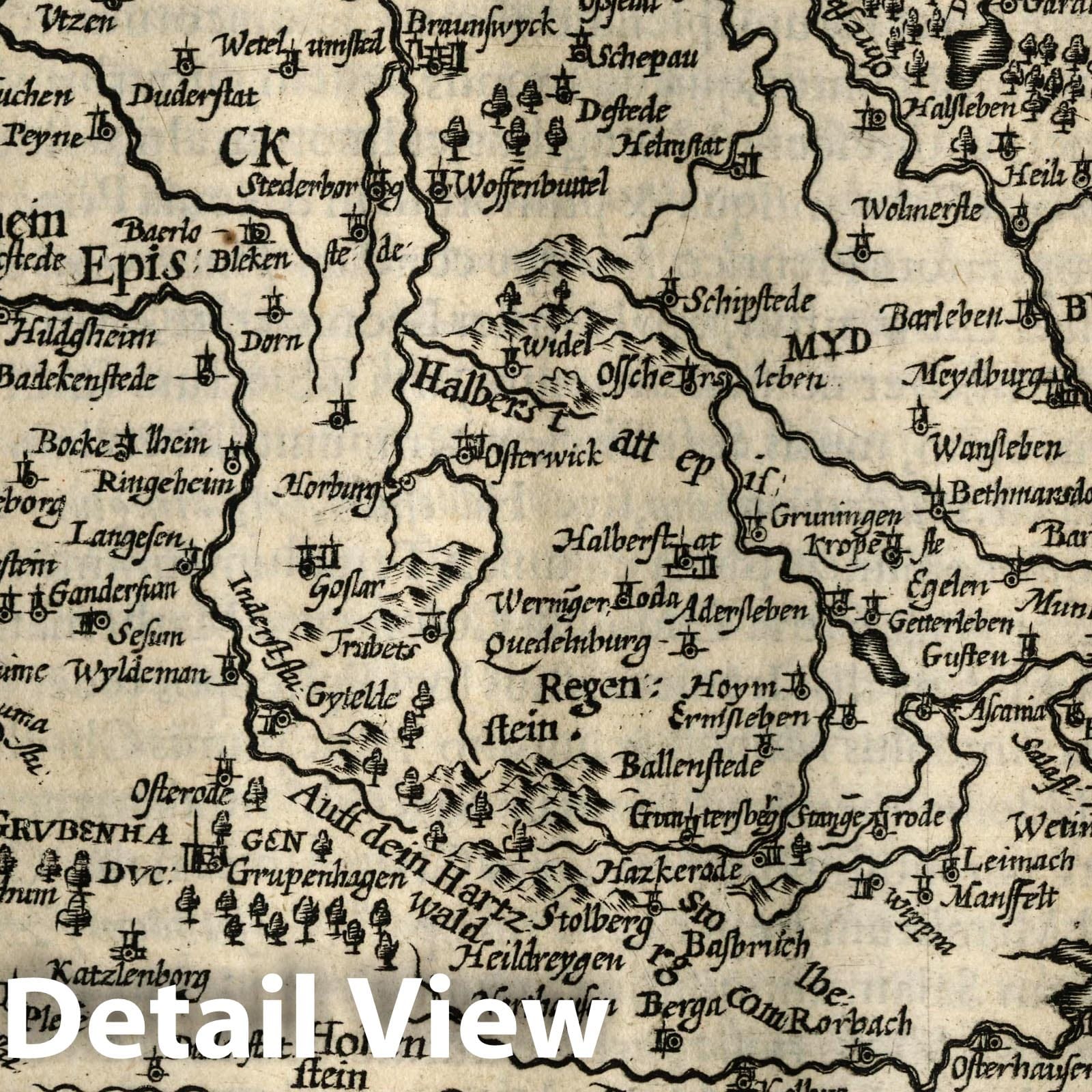 Brunswick and Magdeburg - River Map, 1607 - Historical Map Print