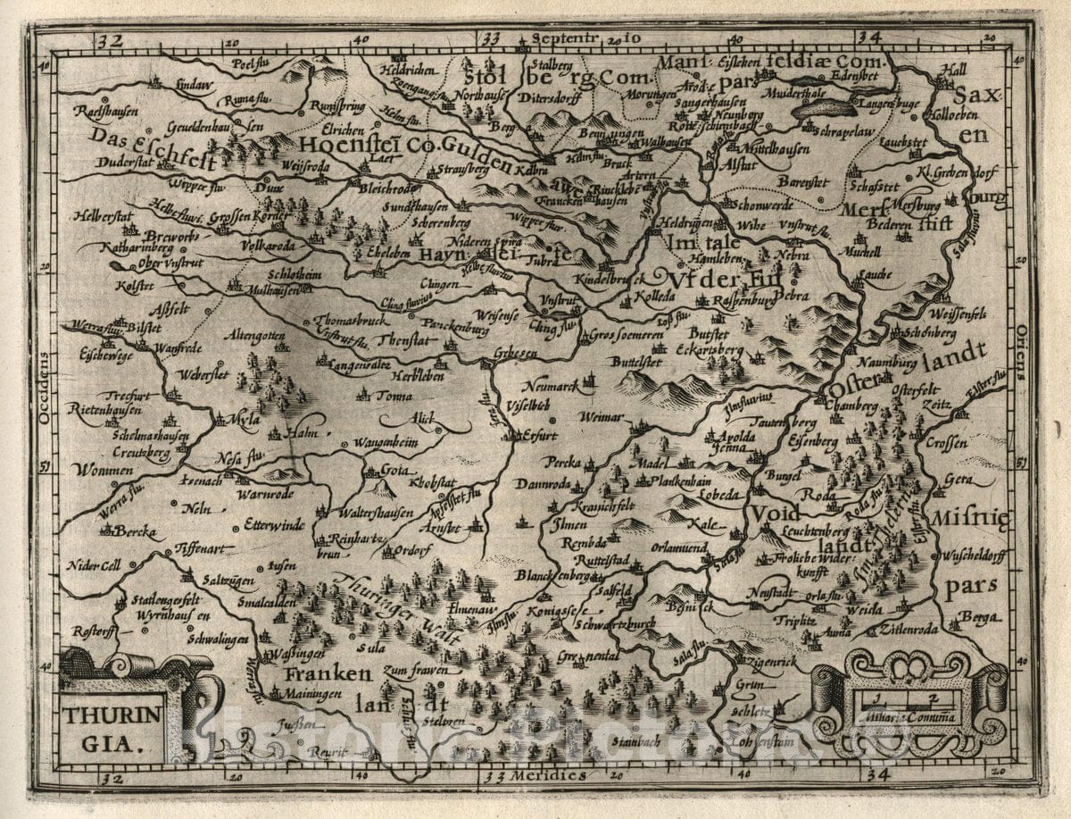 Historic Map : Thuringia. (to accompany) Atlas Minor Gerardi Mercatoris, 1607 Atlas - Vintage Wall Art