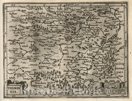 Historic Map : Thuringia. (to accompany) Atlas Minor Gerardi Mercatoris, 1607 Atlas - Vintage Wall Art