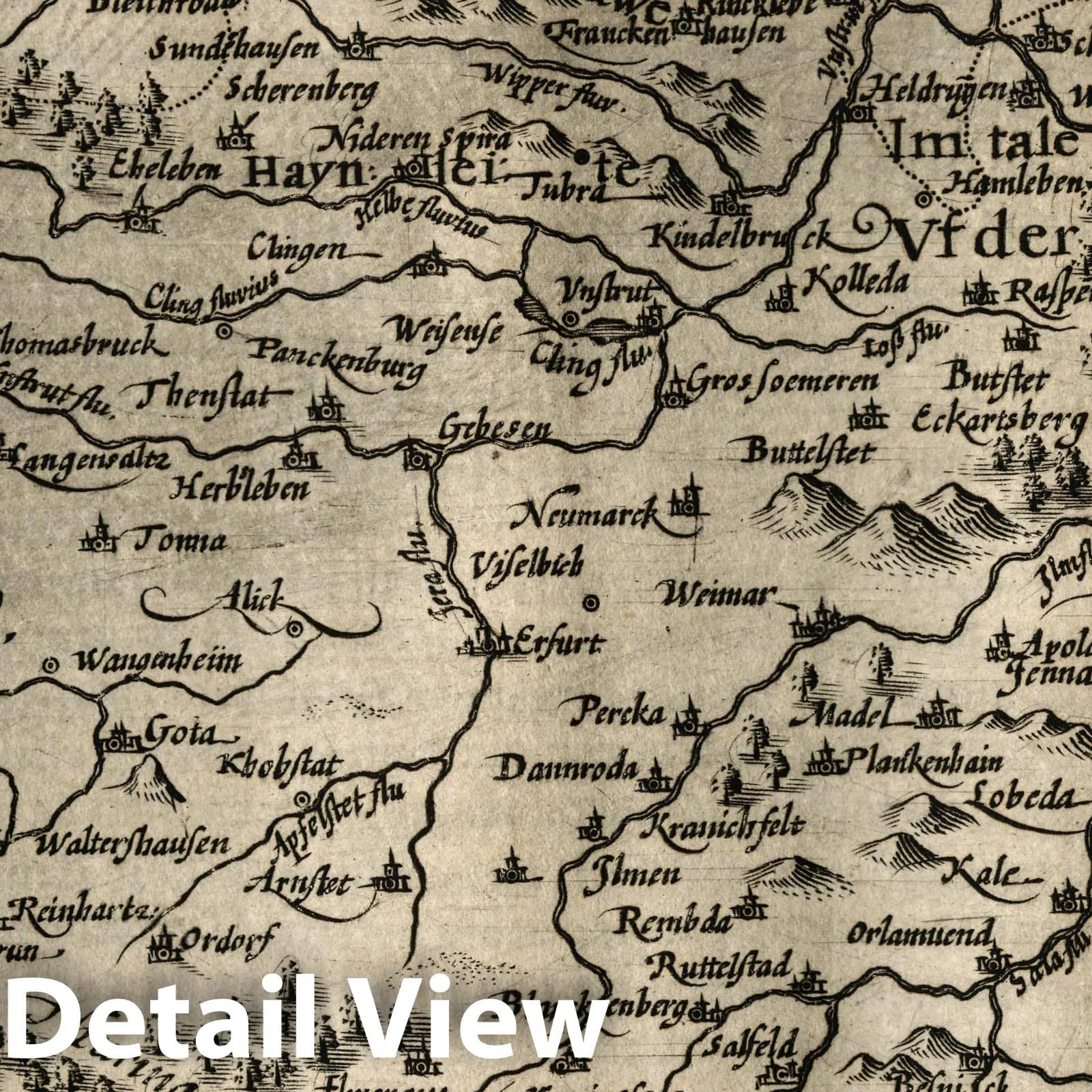 Thuringia - River Map, 1607 - Historical Map Print