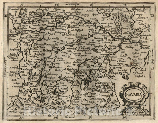 Historic Map : Bavaria. (to accompany) Atlas Minor Gerardi Mercatoris, 1607 Atlas - Vintage Wall Art