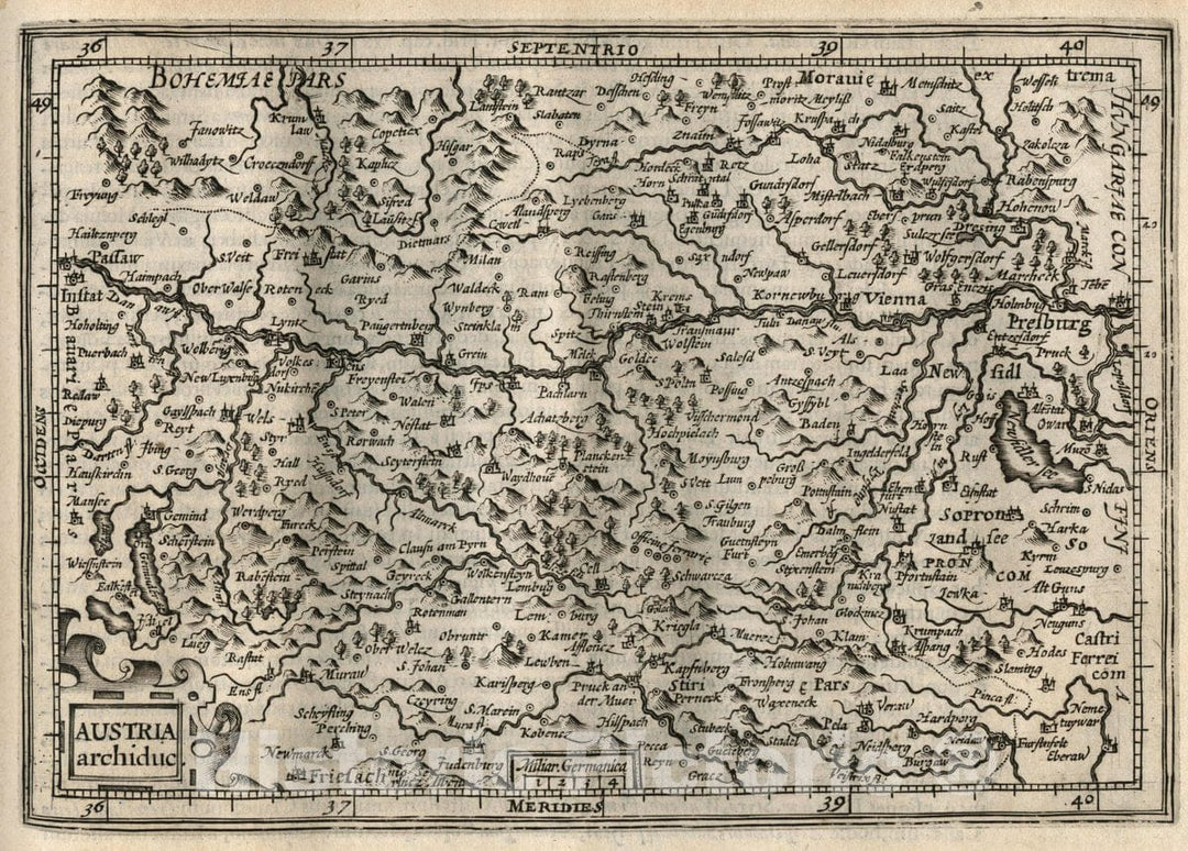 Historic Map : Austria, Austria archiduc. (to accompany) Atlas Minor Gerardi Mercatoris, 1607 Atlas , Vintage Wall Art