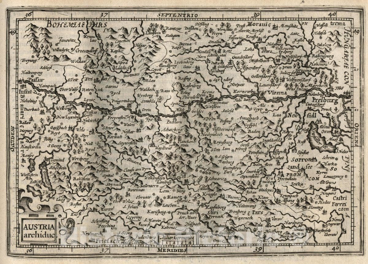 Historic Map : Austria, Austria archiduc. (to accompany) Atlas Minor Gerardi Mercatoris, 1607 Atlas , Vintage Wall Art