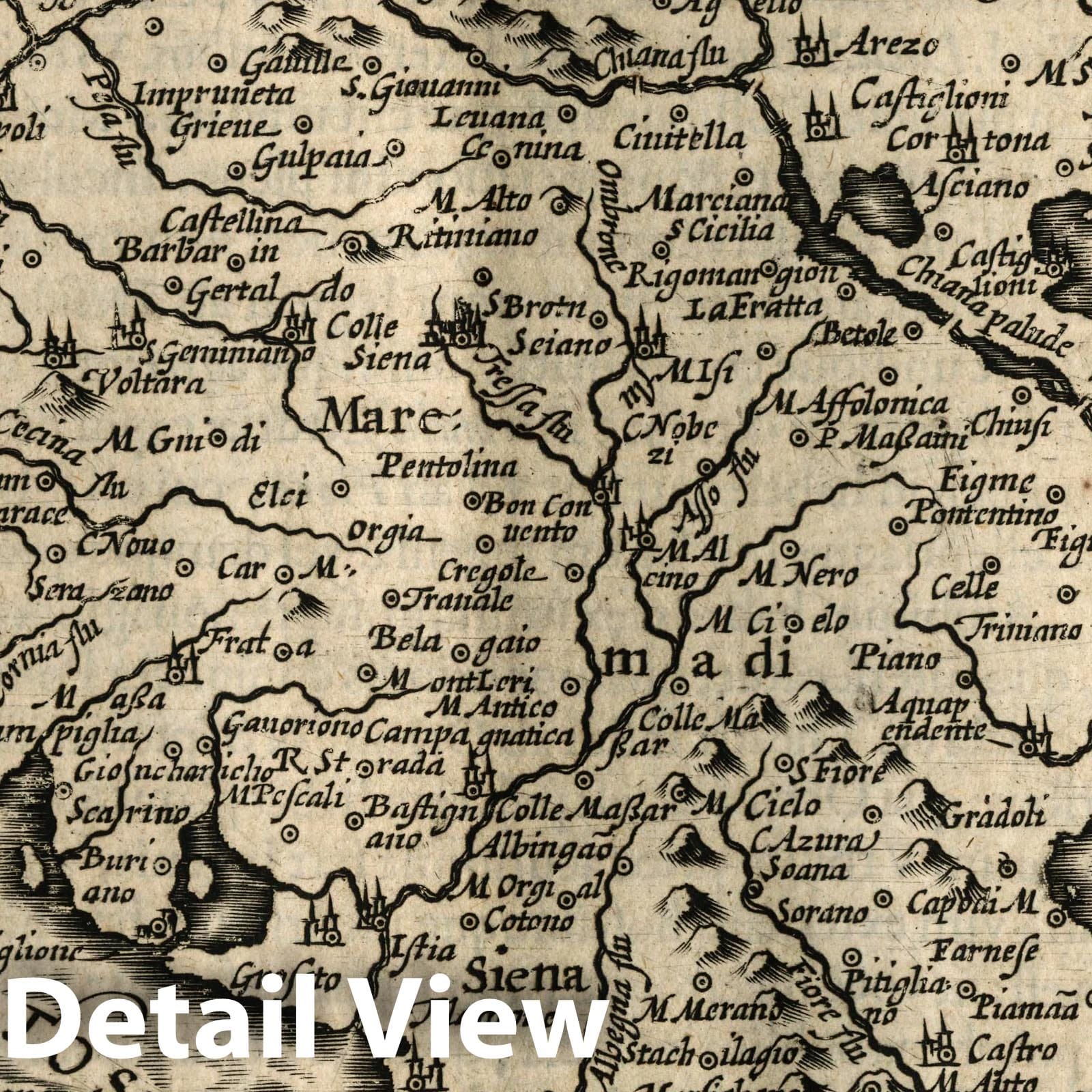 Tuscany - River Map, 1607 - Historical Map Print