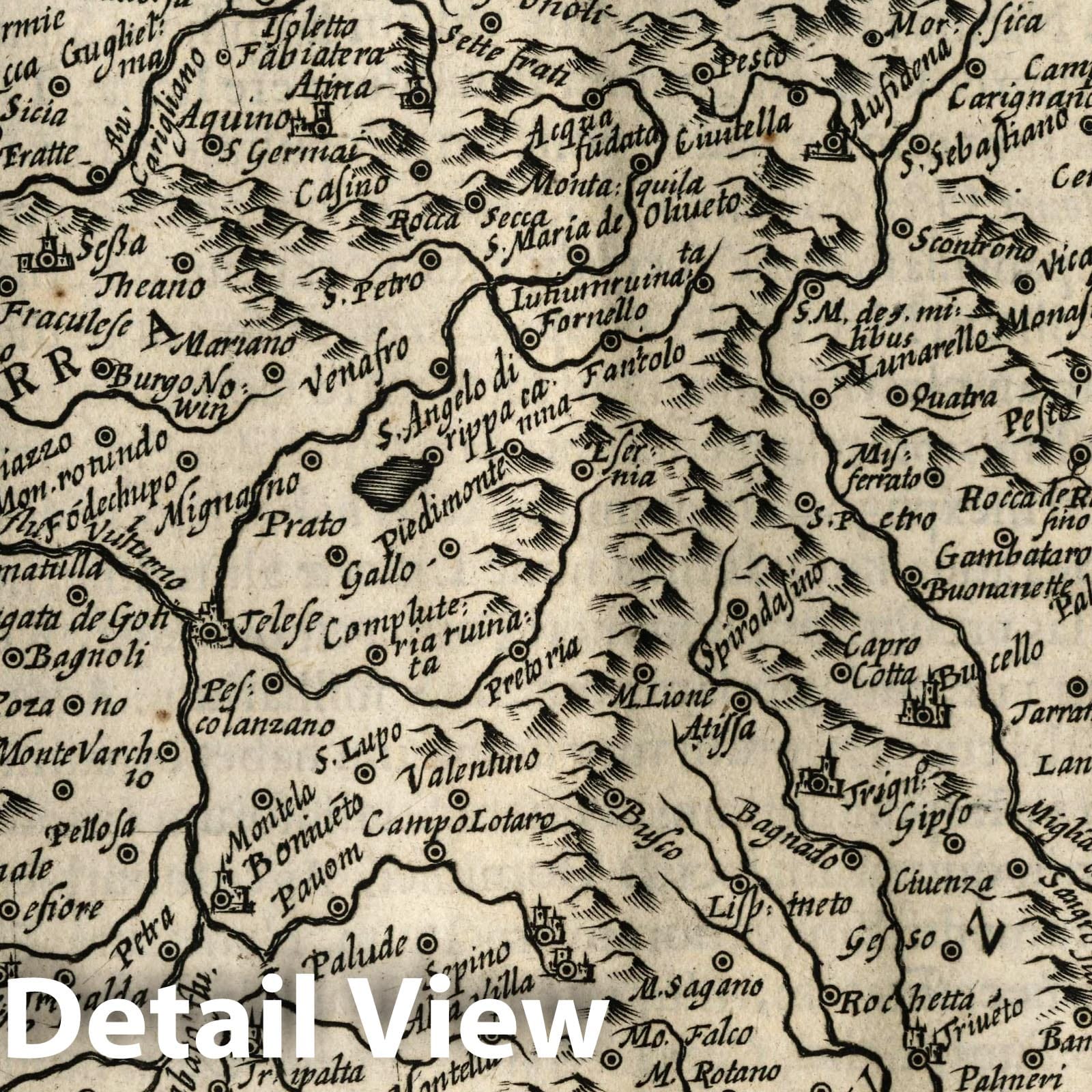 Abruzzo and Campania, Italy - River Map, 1607 - Historical Map Print