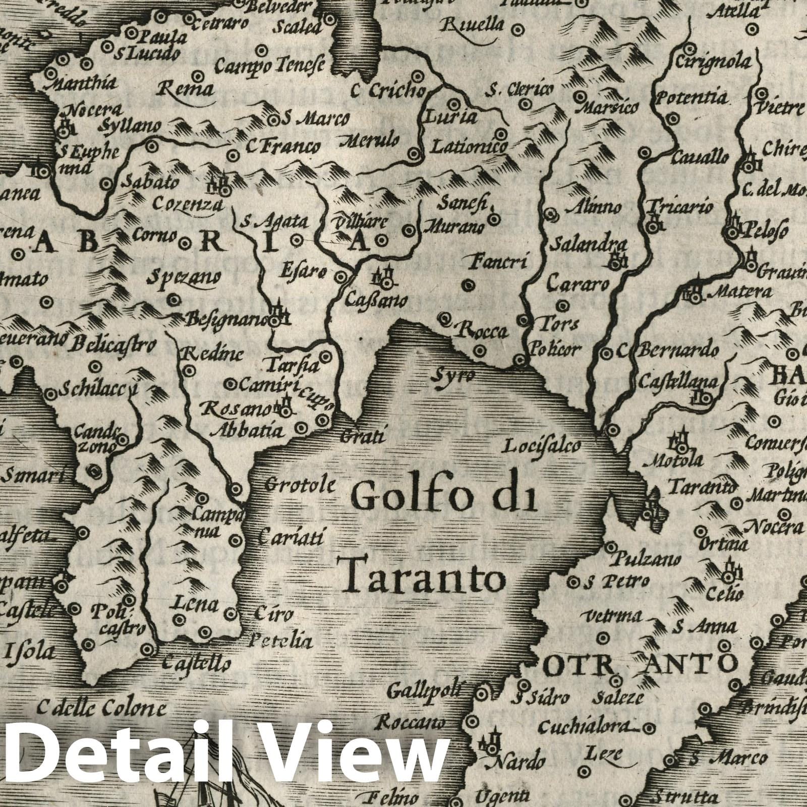 Historic Map : Italy, Puglia Piana Terra di Barri Otranto etc, 1607 Atlas , Vintage Wall Art