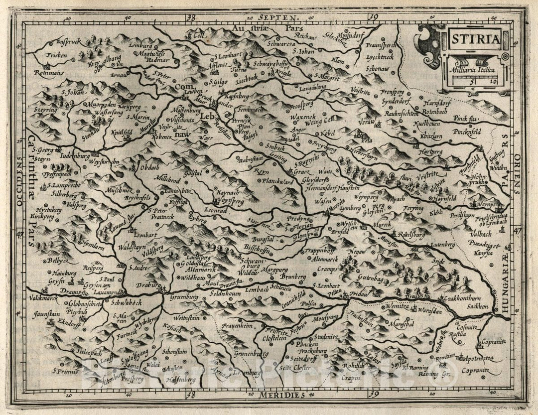 Historic Map : Austria, Stiria. (to accompany) Atlas Minor Gerardi Mercatoris, 1607 Atlas , Vintage Wall Art