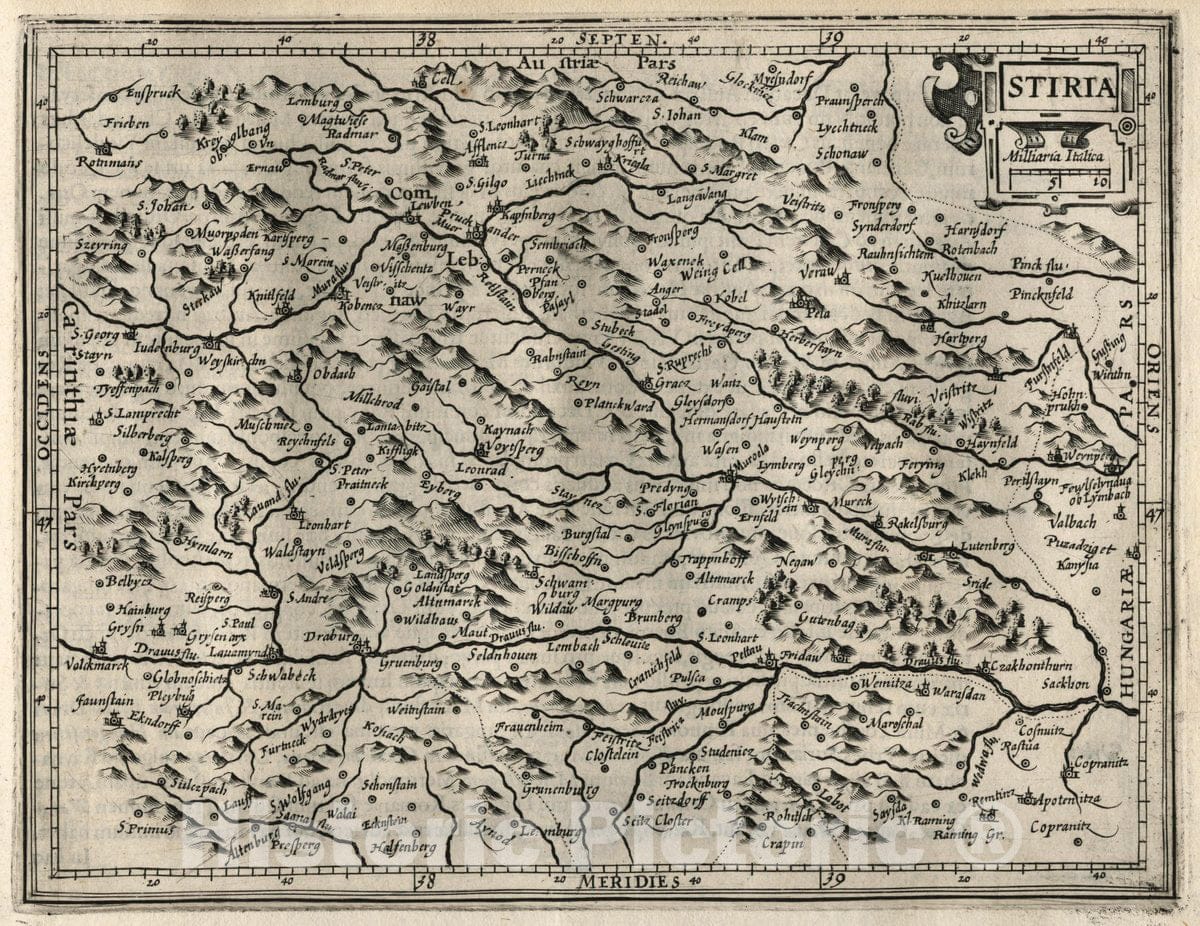 Historic Map : Austria, Stiria. (to accompany) Atlas Minor Gerardi Mercatoris, 1607 Atlas , Vintage Wall Art