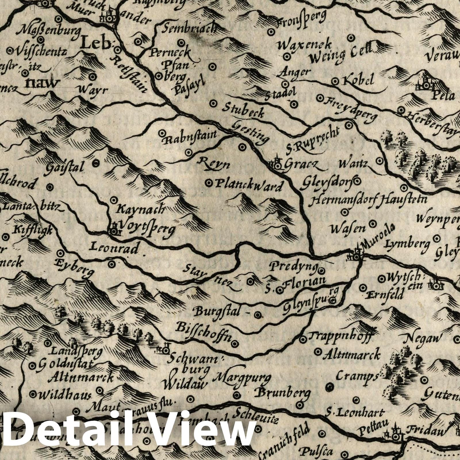 Styria - River Map, 1607 - Historical Map Print
