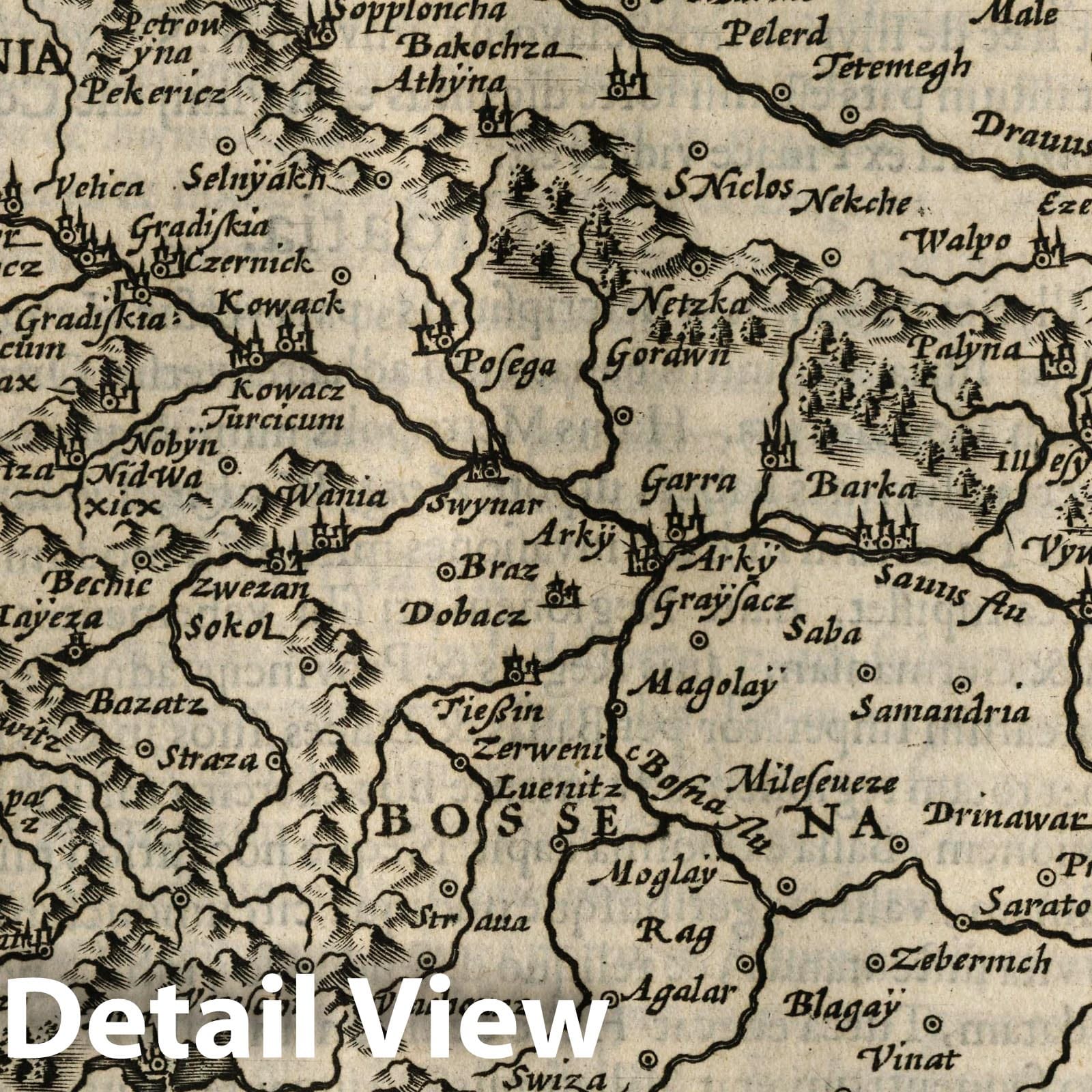 Slovenia, Croatia, Bosnia, and Dalmatia - River Map, 1607