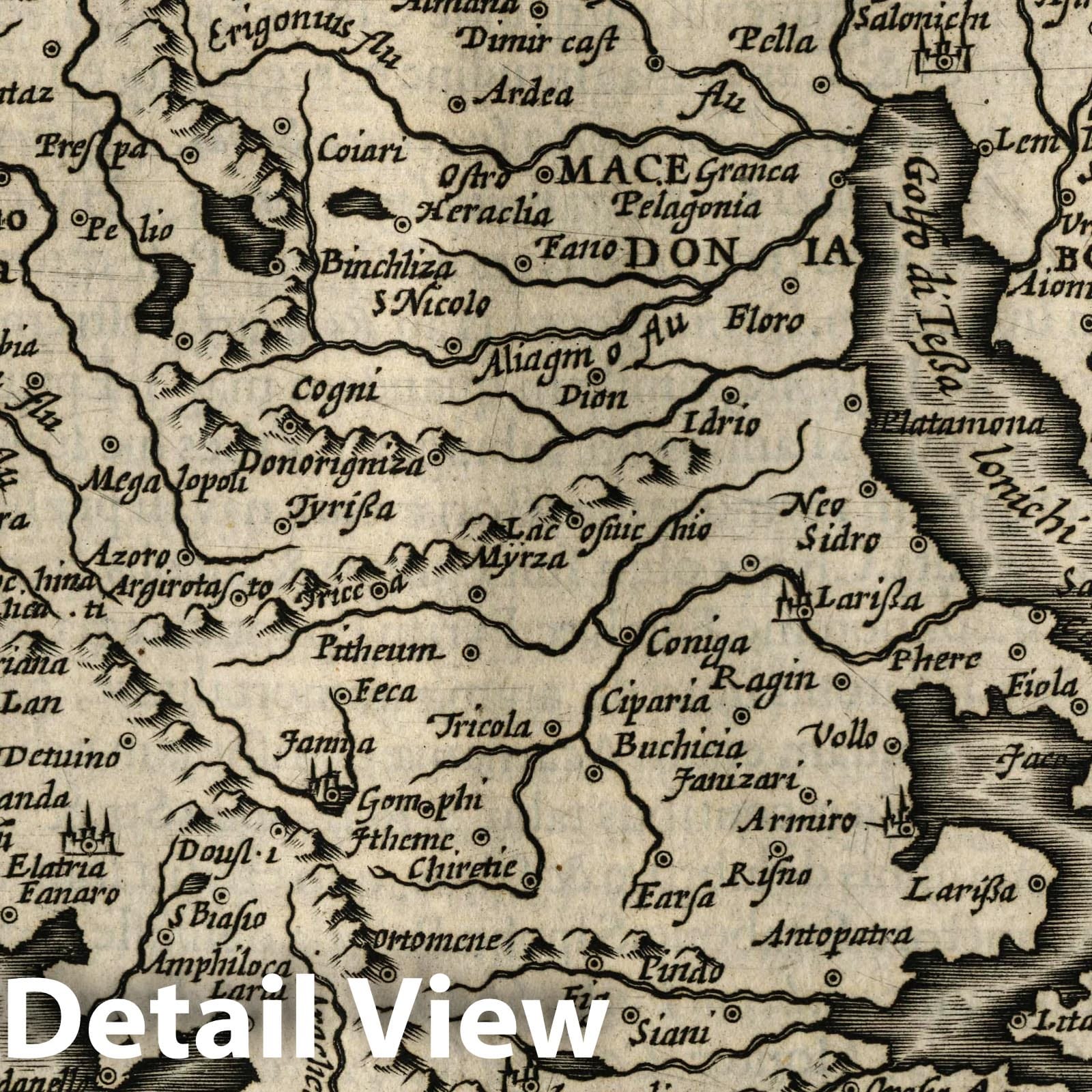 Macedonia - River Map, 1607 - Historical Map Print