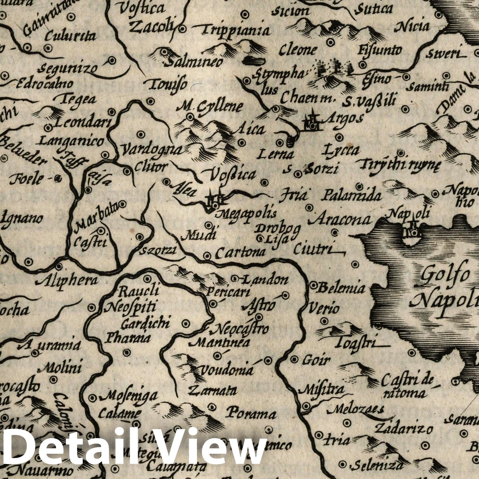 Morea - River Map, 1607 - Historical Map Reproduction
