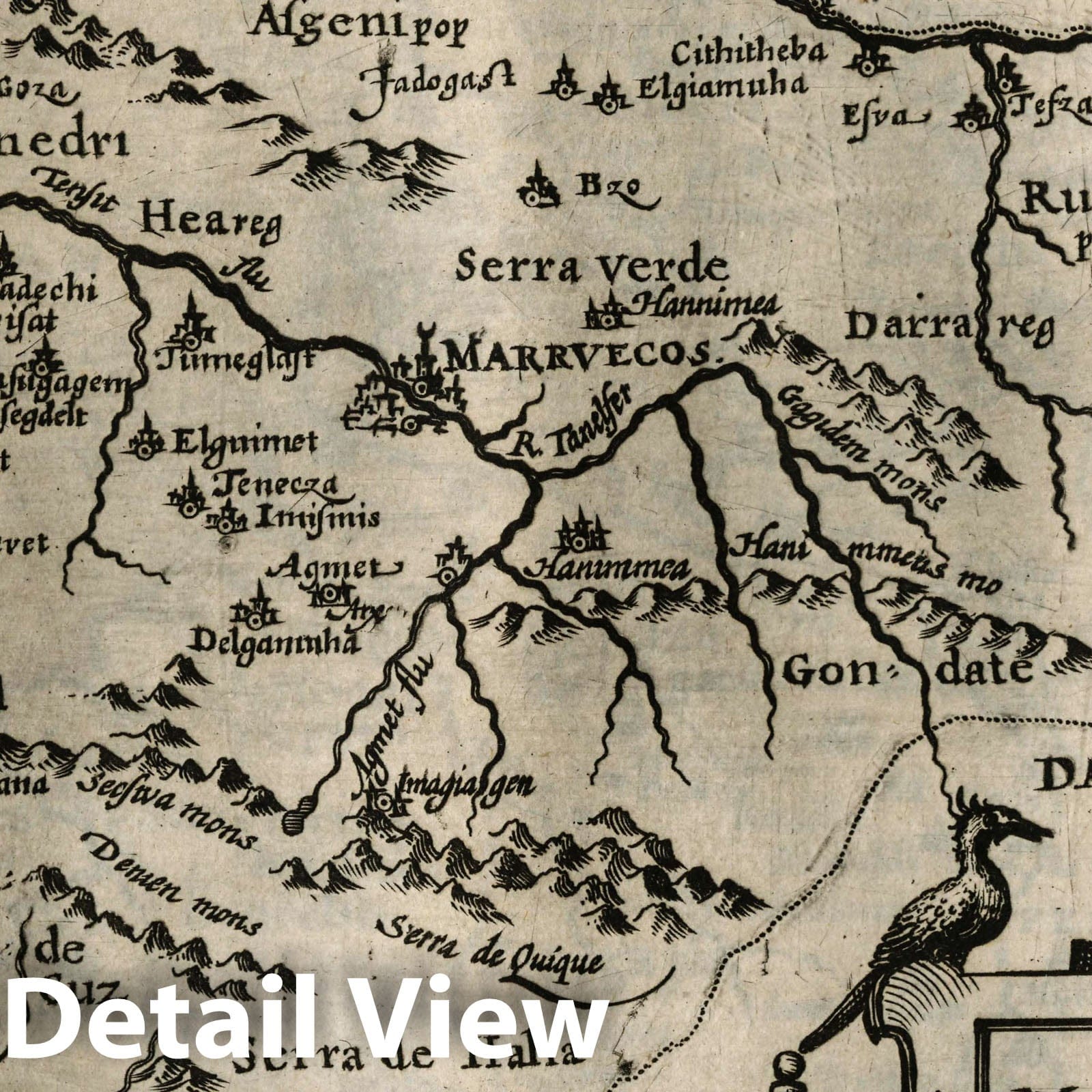 Morocco - River Map, 1607 - Historical Map Print