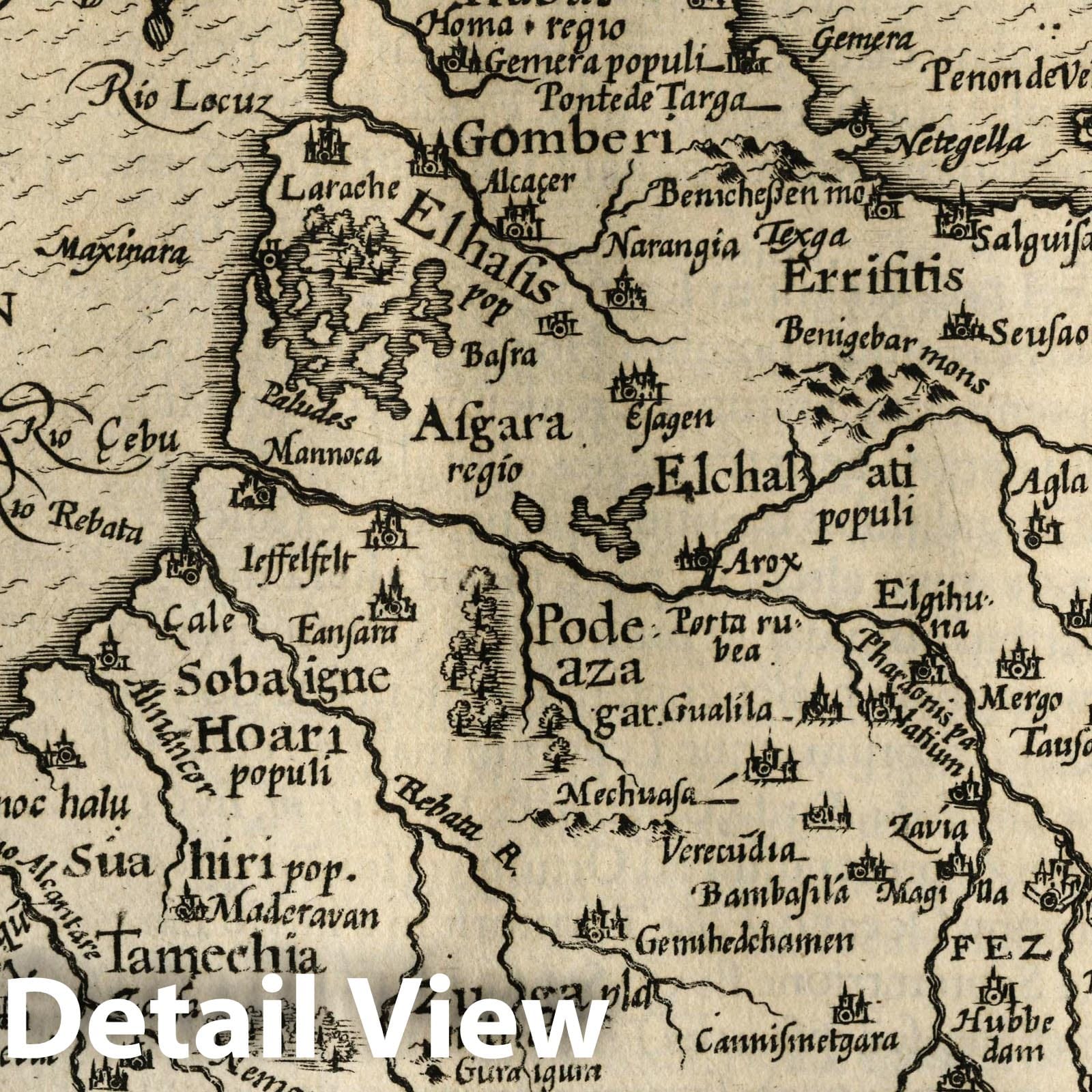 Morocco and Algeria - River Map, 1607 - Historical Map Print