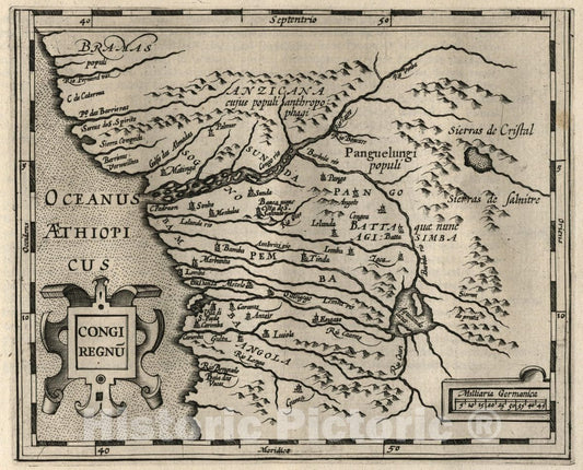 Historic Map : Congi Regnu. (to accompany) Atlas Minor Gerardi Mercatoris, 1607 Atlas - Vintage Wall Art