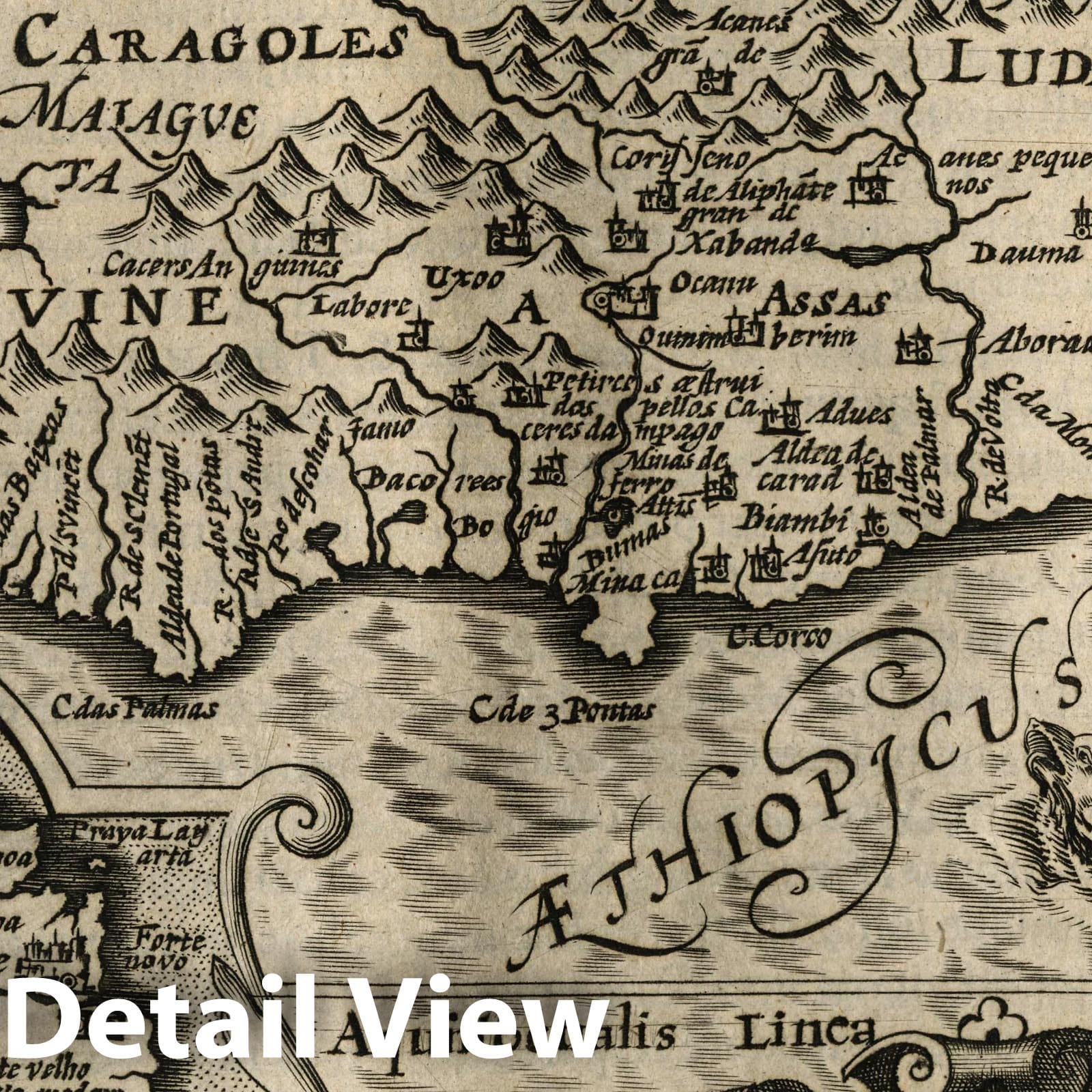 Guinea with Inset Island of Sao Tome - River Map, 1607 - Historical Map Print