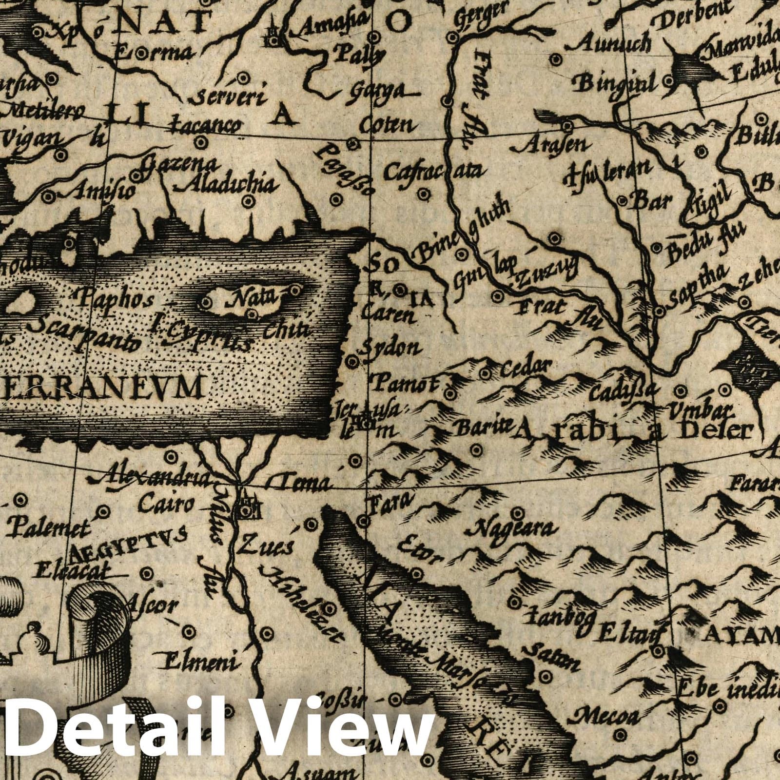 Ottoman Empire and Mediterranean - River Map, 1607 - Historical Map Print