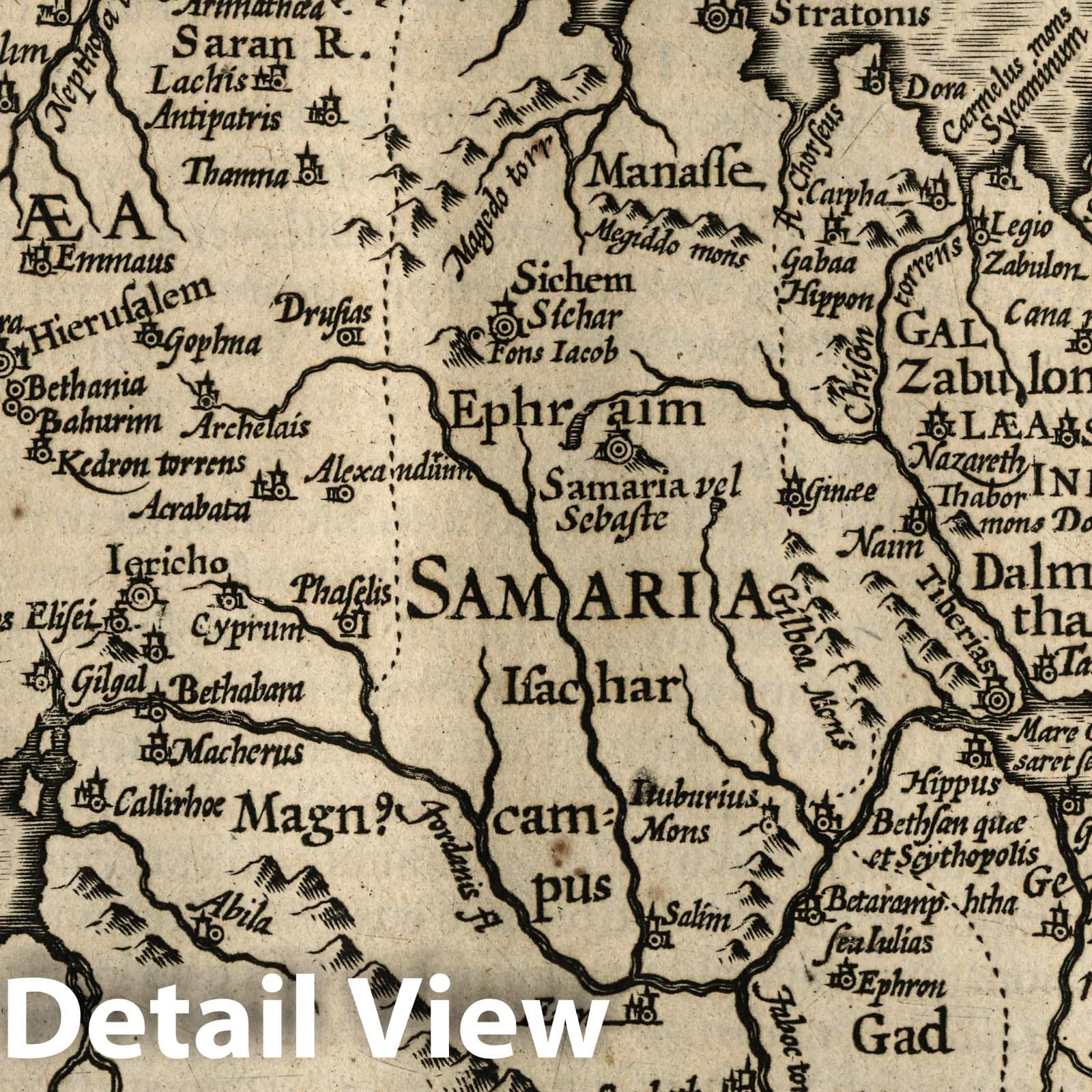Holy Land in the Time of Christ and the Apostles - River Map, 1607 - Historical Map Print