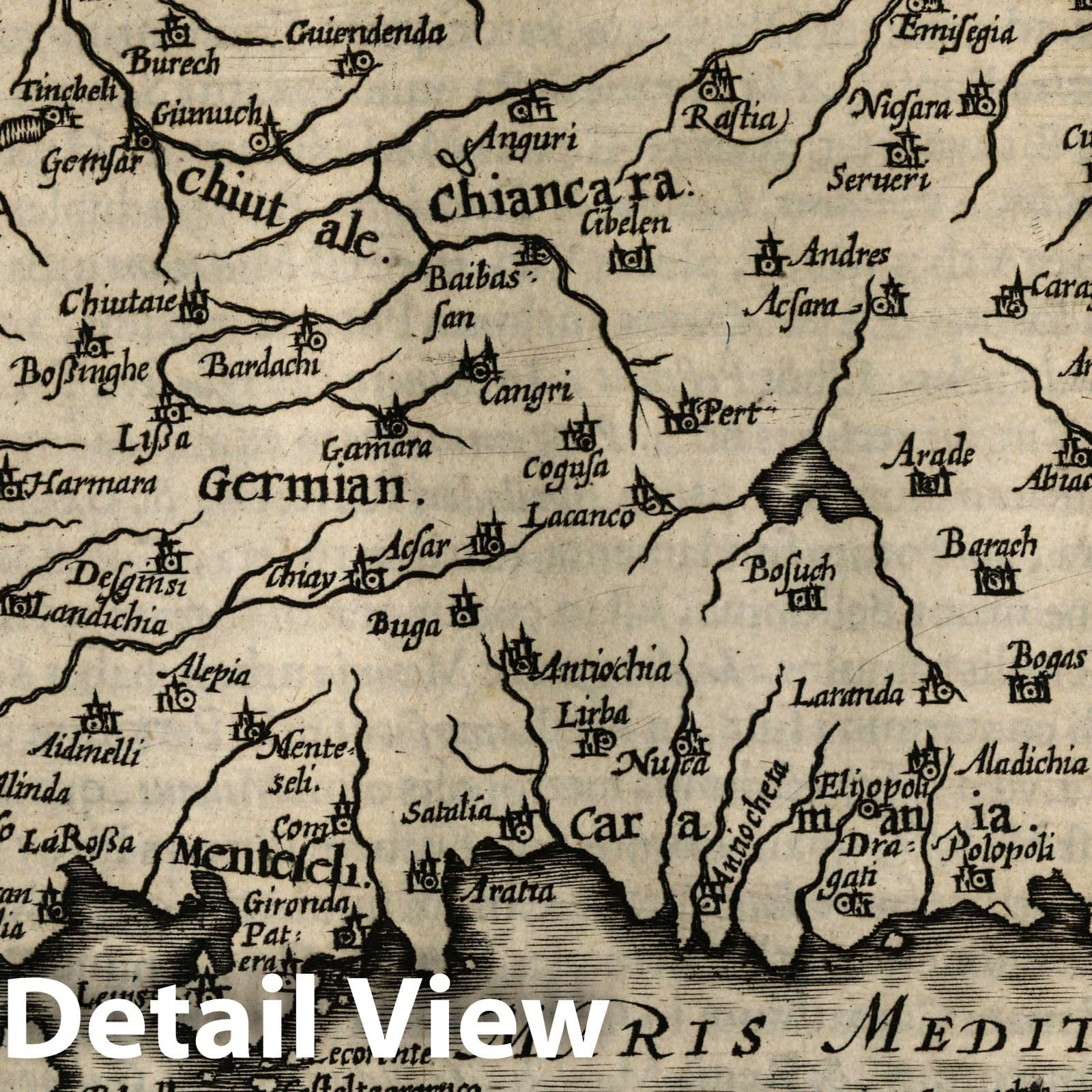 Anatolia - River Map, 1607 - Historical Map Reproduction