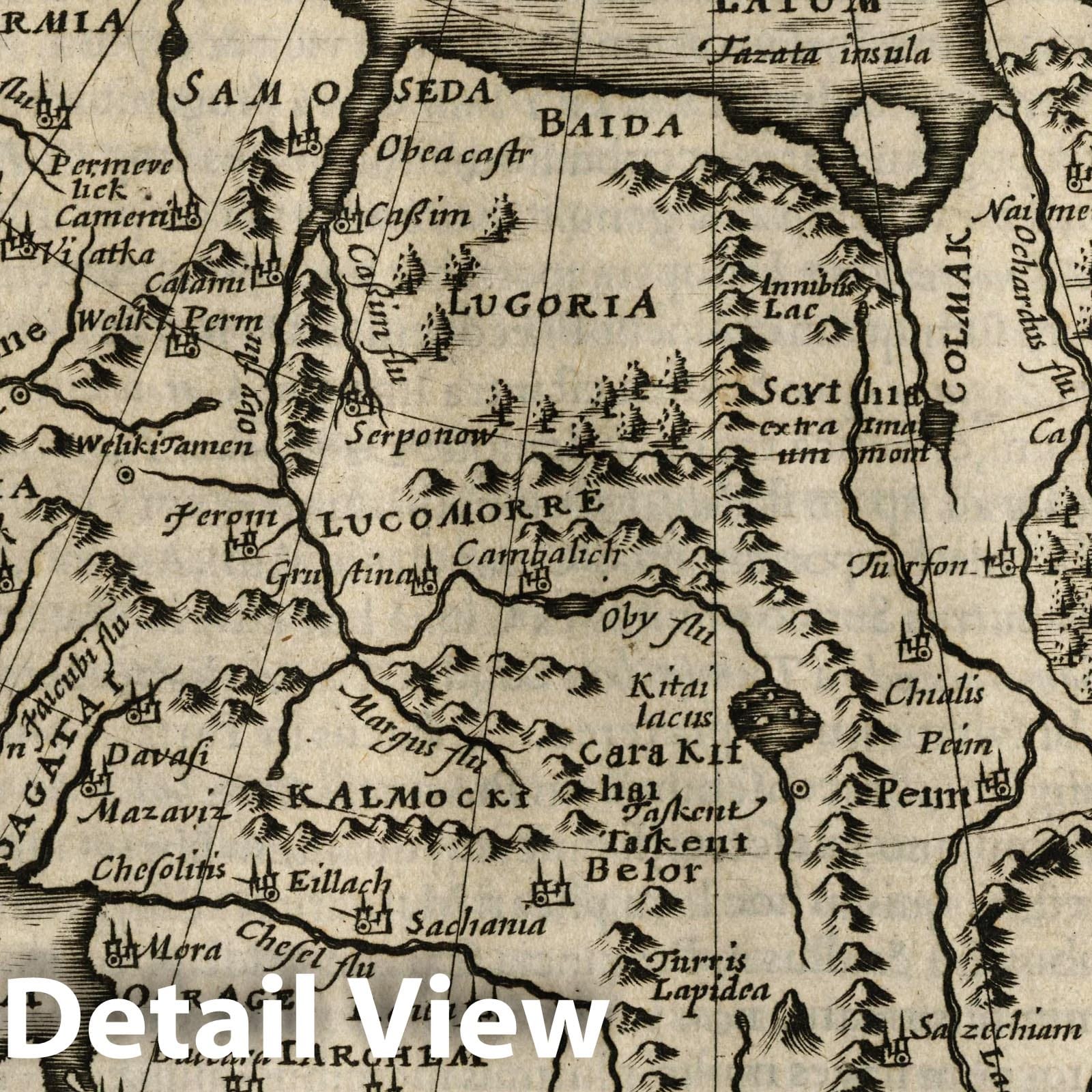 Tartaria - River Map, 1607 - Historical Map Print