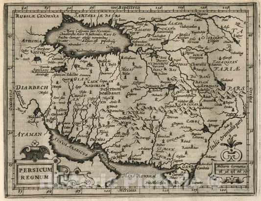 Historic Map : Iran, Persicum Regnum. (to accompany) Atlas Minor Gerardi Mercatoris, 1607 Atlas , Vintage Wall Art