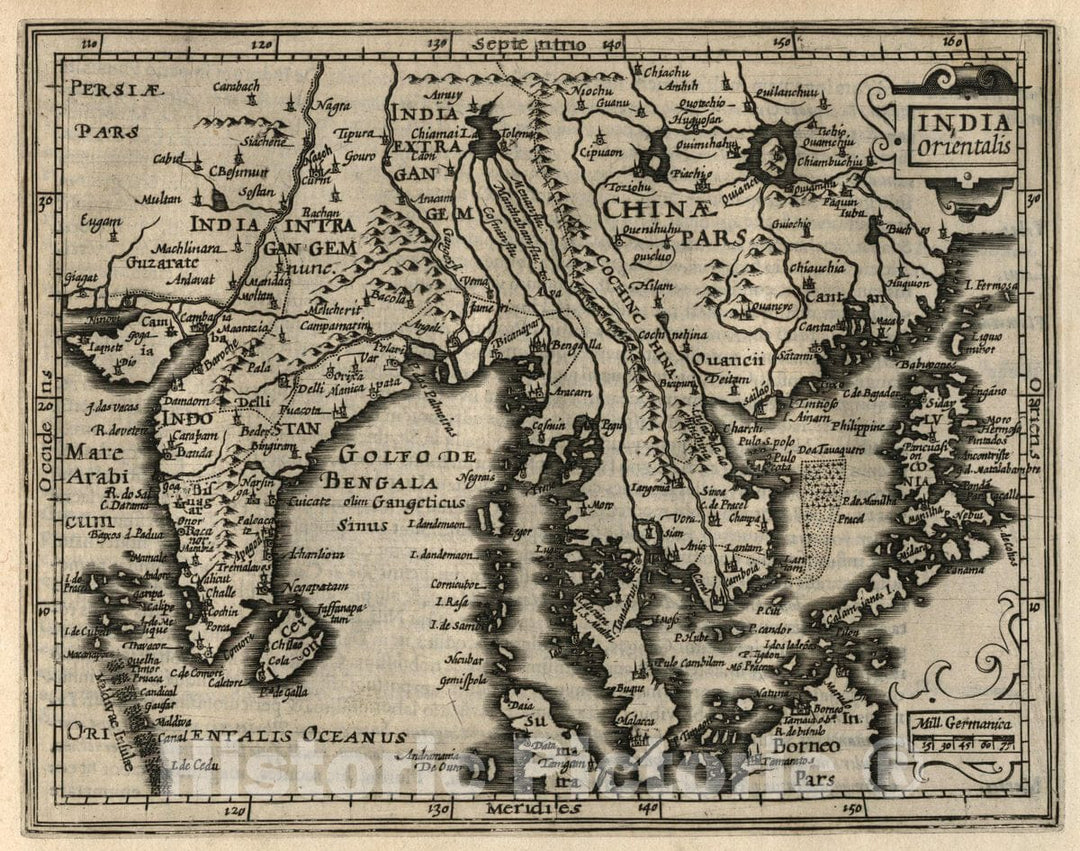 Historic Map : India Orientalis. (to accompany) Atlas Minor Gerardi Mercatoris, 1607 Atlas - Vintage Wall Art