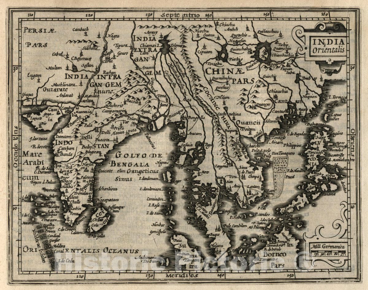 Historic Map : India Orientalis. (to accompany) Atlas Minor Gerardi Mercatoris, 1607 Atlas - Vintage Wall Art