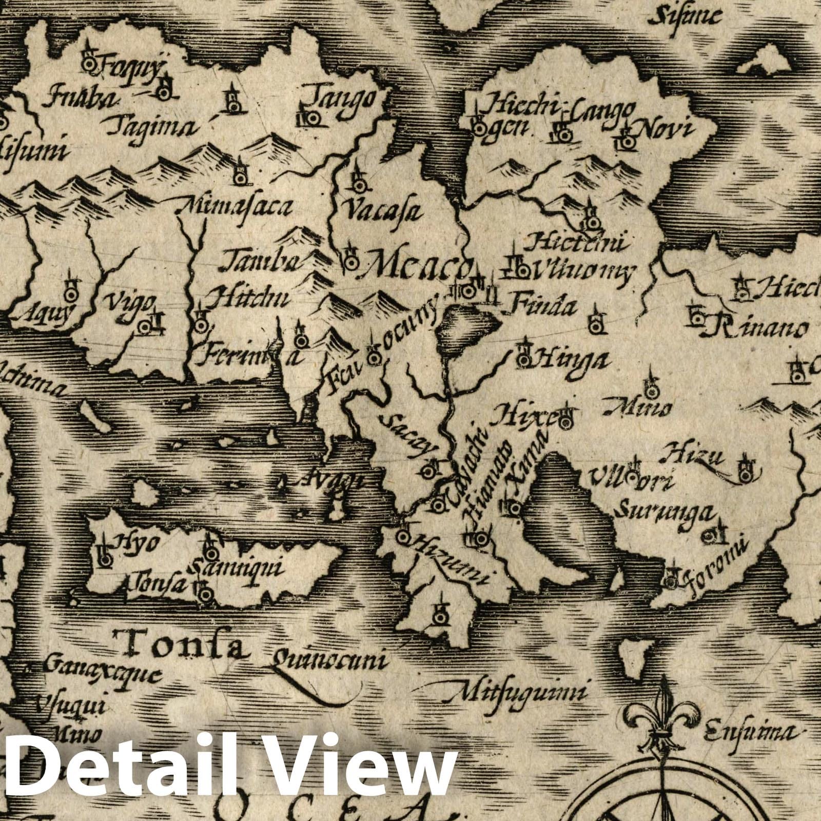 Japan and Korea - River Map, 1607 - Historical Map Reproduction
