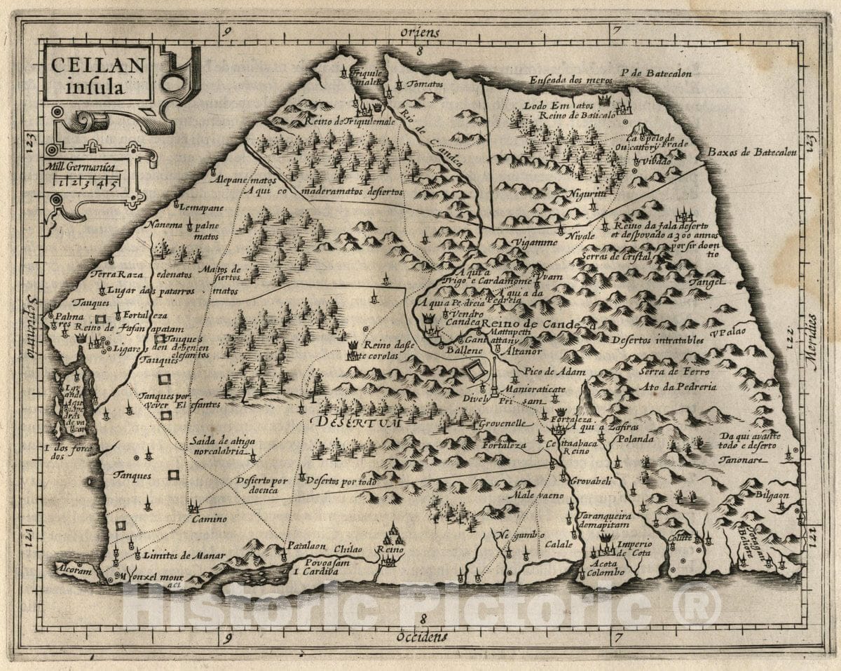 Historic Map : Sri Lanka, Ceilan Insula. (to accompany) Atlas Minor Gerardi Mercatoris, 1607 Atlas , Vintage Wall Art