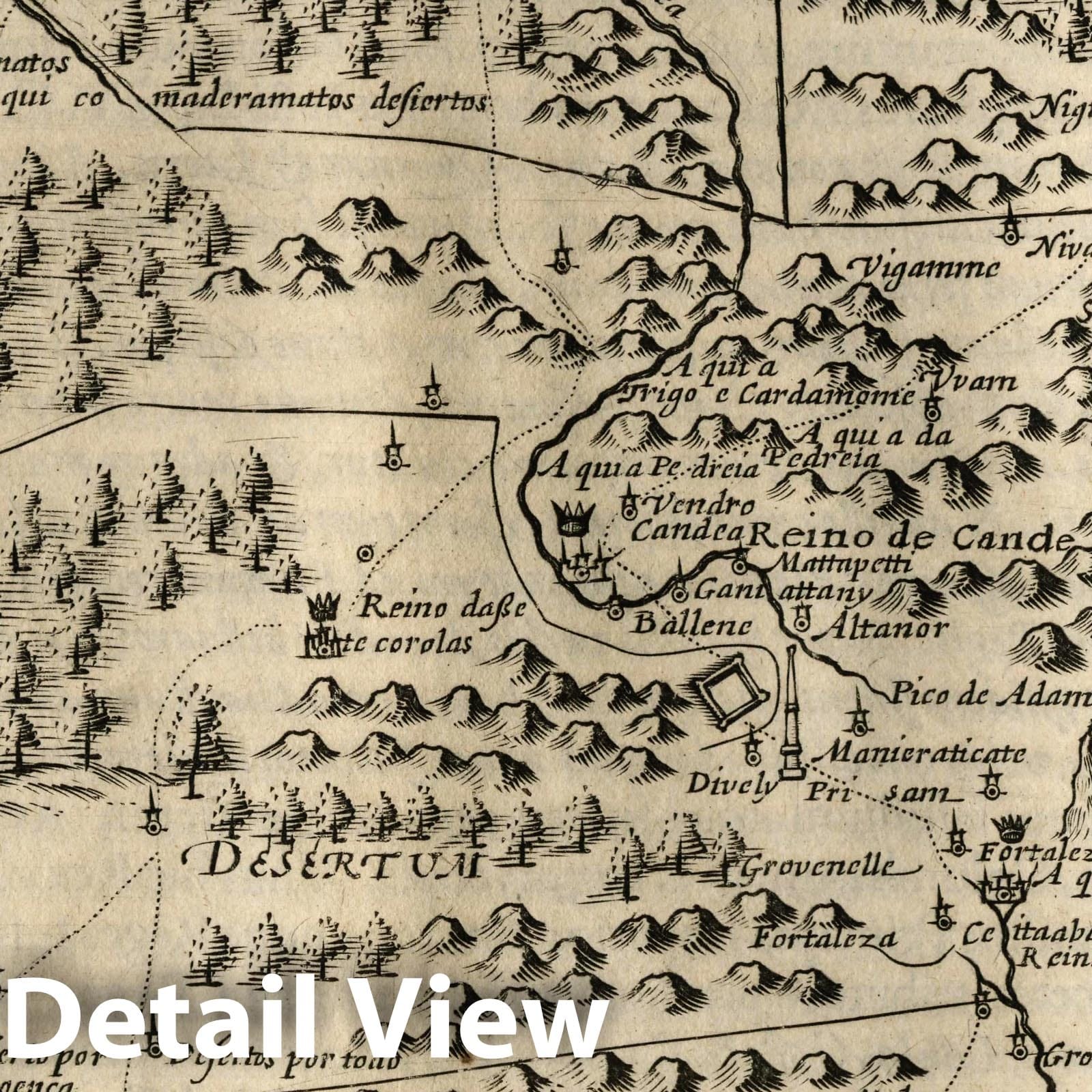 Sri Lanka - River Map, 1607 - Historical Map Print