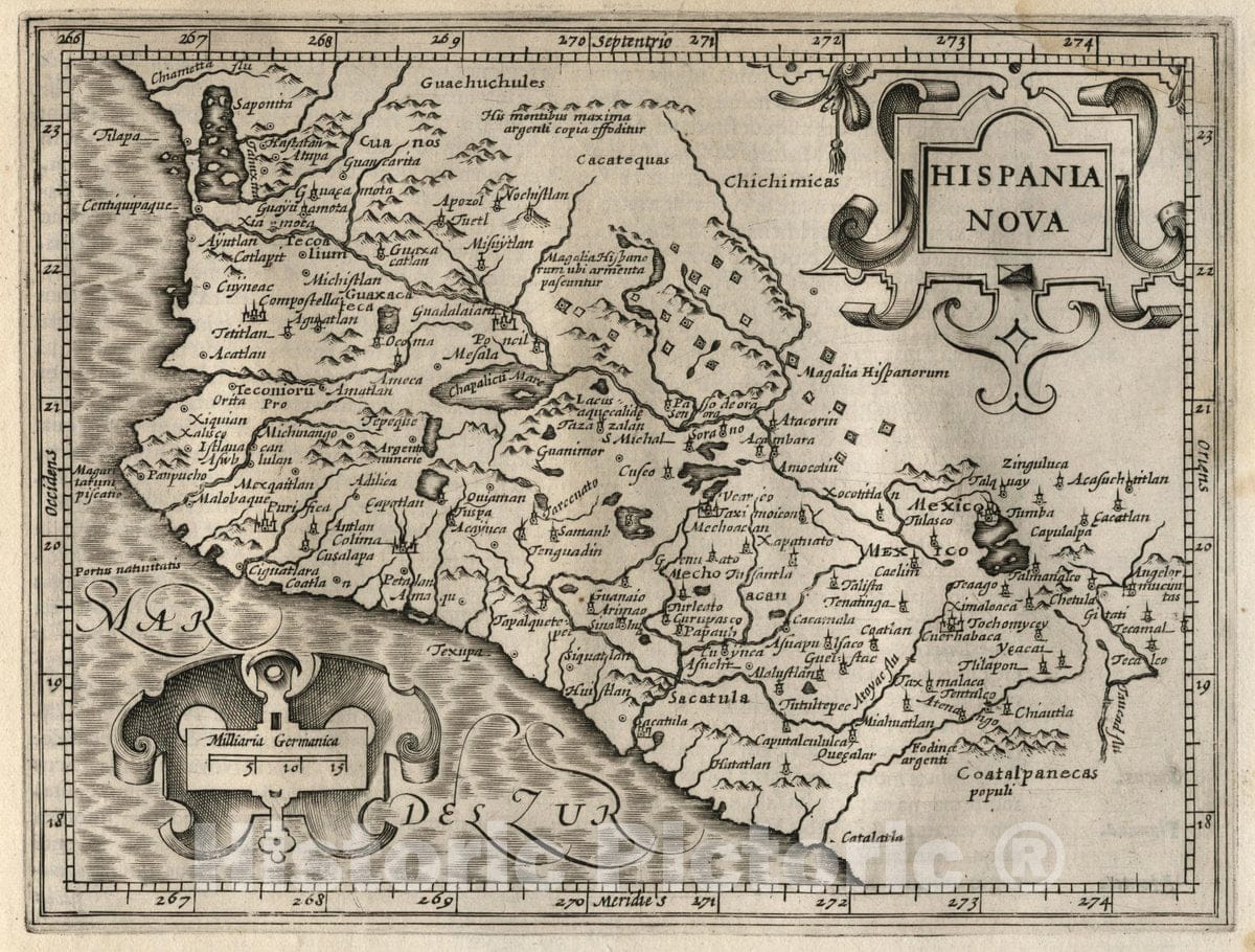 Historic Map : Mexico, Hispania Nova. (to accompany) Atlas Minor Gerardi Mercatoris, 1607 Atlas , Vintage Wall Art