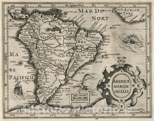 Historic Map : America Meridionalis. (to accompany) Atlas Minor Gerardi Mercatoris, 1607 Atlas - Vintage Wall Art