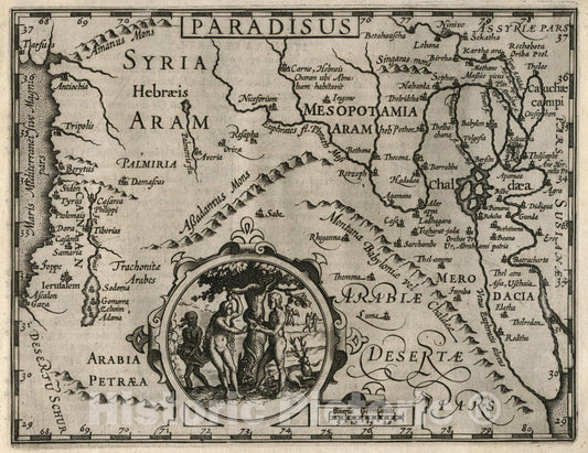 Historic Map : Paradisus. (to accompany) Atlas Minor Gerardi Mercatoris, 1607 Atlas - Vintage Wall Art